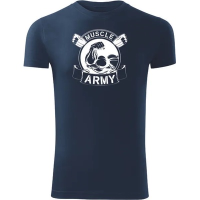 DRAGOWA Фитнес тениска с къс ръкав Muscle Army Original, синя, 180 г/м2 (4190)