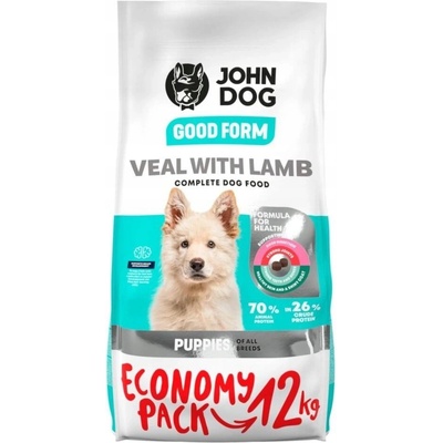 John Dog Grain Free Puppy telecí s jehněčím 12 kg