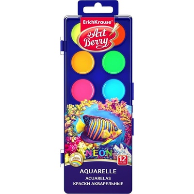 Erich Krause Aкварелни бои ArtBerry® Neon 12 цвята с UV защита