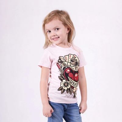 Dětské Triko BLACK HEART ROCKABILLY HEART Růžová
