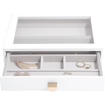 Stackers Ковчеже за бижута Stackers Pebble 6 камери, 6 камерен с чекмедже и стъклен капак cлassic бяло (75787)