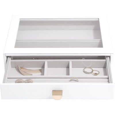 Stackers Ковчеже за бижута Stackers Pebble 6 камери, 6 камерен с чекмедже и стъклен капак cлassic бяло (75787)