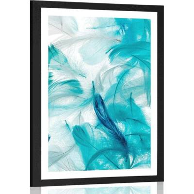 Plakát s paspartou zelená peříčka - 40x60 silver