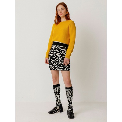 SKFK Falda Karia Кремаво-черна дамска пола с цветя SKFK | Cheren | ЖЕНИ | S