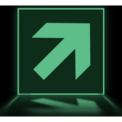 Traiva s.r.o Šipka šikmá, fotoluminiscenční Verze: Plast 150 x 150 mm tl. 1.1 mm - fotoluminiscenční - Kód: 00071