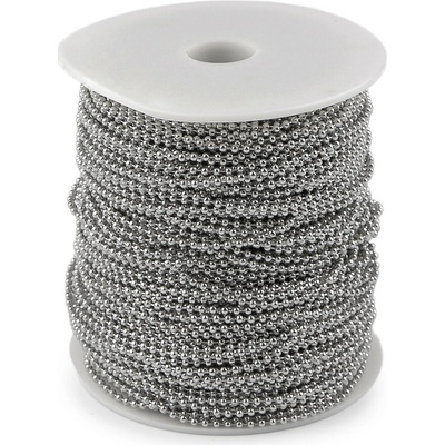 Kuličkový řetízek z nerezové oceli pro výrobu bižuterie metráž Ø2 mm Varianta: platina, Balení: 1 m – Zboží Dáma