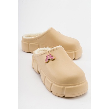 Moda Trend Дамски домашни чехли тип сабо с топла подплата - Бежови #410899 (410899_Бежов)