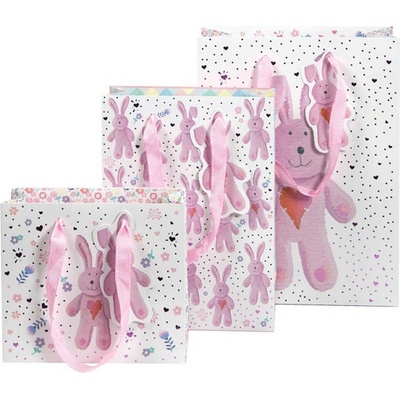 Darčeková taška set 3 veľ. Artebene Teddy Pink