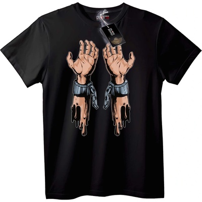 NOONEBRAND Тениска Разтопени Окови Ръце - S, Black