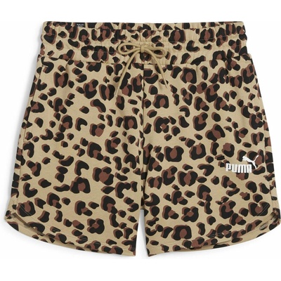 Puma dámske kraťasy ESSENTIALS+ ANIMAL 5 AOP shorts béžová hnedá biela