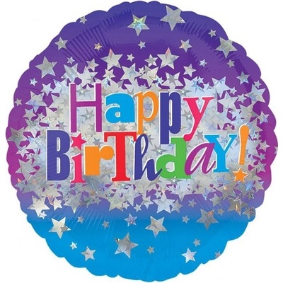 Amscan Fóliový balón Happy Birthday Hviezdy 43 cm
