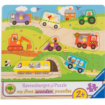 Ravensburger Дървен пъзел Ravensburger от 8 части - Превозни средства (03684)