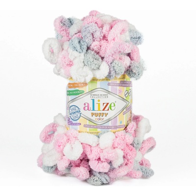 Alize příze Puffy color 6370 růžová, bílá, šedá