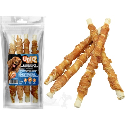 UNIQ PETS psí pamlsky kuřecí wrapy raw hide tyčinky 28cm 320 g