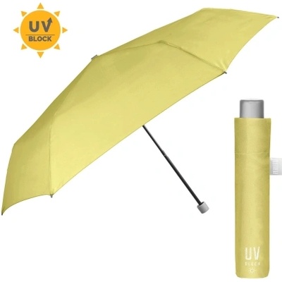 Дамски неавтоматичен чадър Extra Slim чадър с UV50 защита Perletti Time 26409, Пастелно жълт