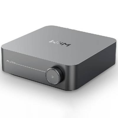 Усилвател WiiM Amp, 120W@8ohms (60W + 60W), безжично предаване на аудио, Chromecast, AirPlay 2, HDMI, Optical-in, Line, Bluetooth, сребрист