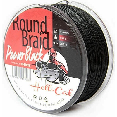 Hell-Cat Šnúra Round Braid Power čierna 200m 0,60mm 75kg
