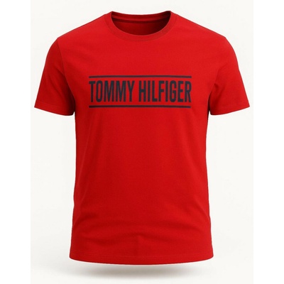 Tommy Hilfiger pánské tričko s Krátkým Rukávem Burgundy Brown