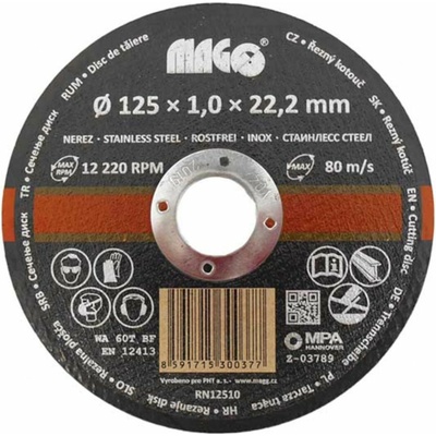 Řezný kotouč nerez 125/1,0/22,2 Magg RN12510