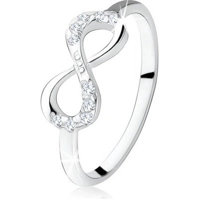 Šperky eshop Stříbrný zásnubní prsten 925 ležící osmička čiré zirkony S76.08