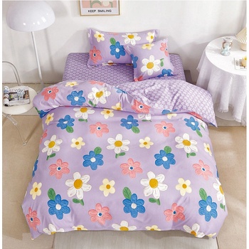 EmonaMall Двулицево спално бельо с ластик (размер за приста) EmonaMall, 4 части - Модел S15611 (S15611-66666h)