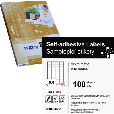 Rayfilm R0100.4567A samolepící 44x12,7mm bílé 100 listů