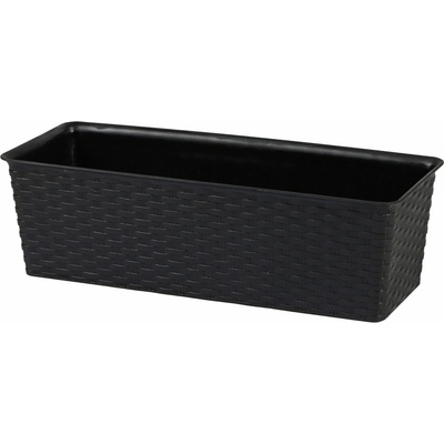DOCHTMANN Kvetináč rattan obdĺžnik 50 x 19 x 14,5 cm, čierny