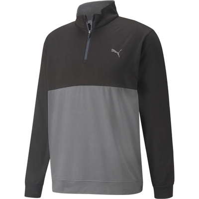 PUMA Men's Gamer Colorblock Quarter-Zip Fleece - Blk-Quiet Sh
