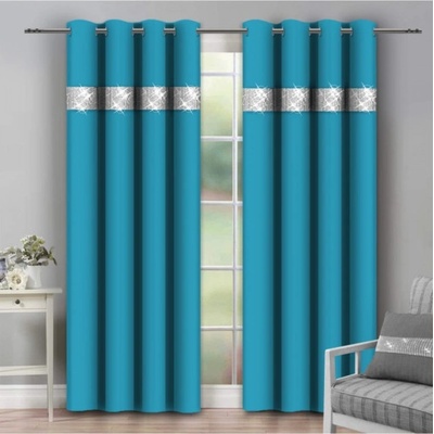 Mondo Italia Záves na kruhoch so zirkónmi 140x250 cm tyrkysovo modrý Tyrkysová 140x250 cm