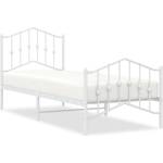  Метална рамка за легло с горна и долна табла, бяла, 90x200 см