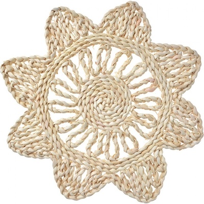Clayre & Eef Přírodní slaměné kulaté prostírání Boho ve tvaru hvězdy Ø 34x1 cm