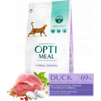 OPTIMEAL For adult cats Hairball duck 10 kg
