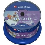 Verbatim DVD+R(50-Pack)Шпиндел/За печат/16x/4.7GB/DLP (43512)