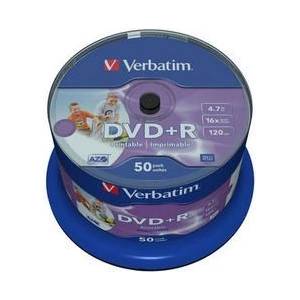 Verbatim DVD+R(50-Pack)Шпиндел/За печат/16x/4.7GB/DLP (43512)