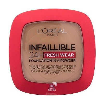 L'Oréal Paris Infaillible 24H Fresh Wear Foundation In A Powder dlouhotrvající pudrový make-up 140 Golden Beige 9 g