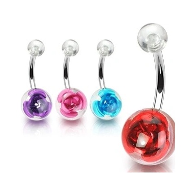 Šperky4U piercing do pupíku banánek s růží BA01045-P