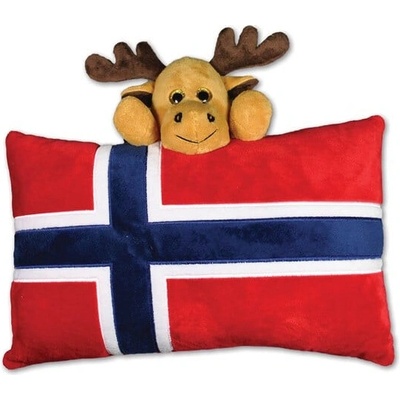 Plyšový polštář NORWAY s vlajkou a losem