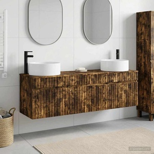vidaXL Комплект шкафове за баня 3 бр. Опушен дъб 49 x 44, 5 x 65, 5 см (3405782)