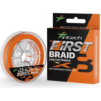 Intech First Šnúra Braided Line Braid X8 Orange 150m 0,26mm 16,33kg