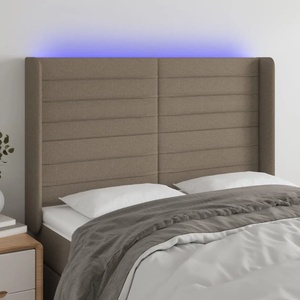 vidaXL LED горна табла за легло, таупе, 147x16x118/128 см, плат (3124190)