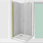 Mexen Pretoria отваряема душ кабина 70 x 70 см, прозрачна, златна + поддушовото (852-070-070-50-00-4010)