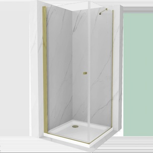 Mexen Pretoria отваряема душ кабина 70 x 70 см, прозрачна, златна + поддушовото (852-070-070-50-00-4010)