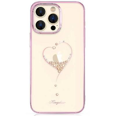 Kingxbar Wish Series silikonové pouzdro s original Swarovski crystals na iPhone 14 PRO 6.1" Pink
