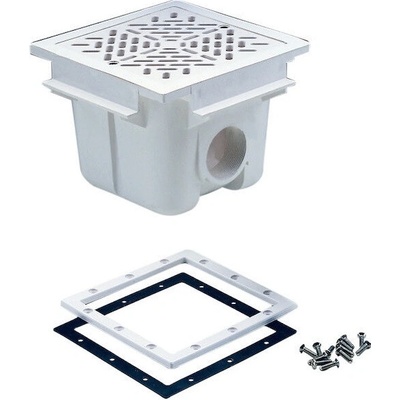 AstralPool čtvercová dnová výpusť 210 x 210 mm s mřížkou z ABS plastu, pro fóliové bazény