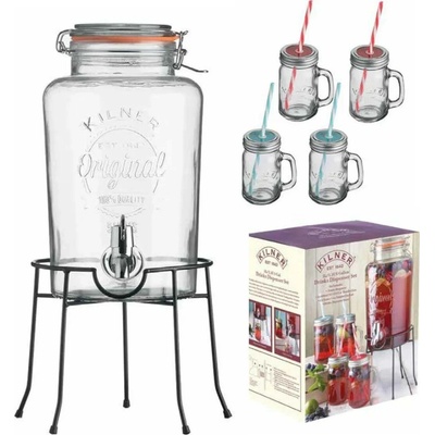 Kilner skleněný nápojový automat s kohoutkem 5 l a 4 ks džbánků 400 ml