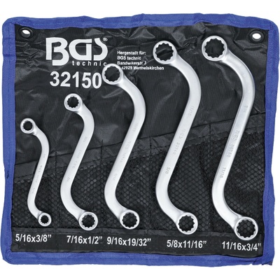 BGS Technic Sada obojstranných očkových kľúčov S-forma palcové veľkosti 3/8" - 3/4" 5-dielna BGS 32150