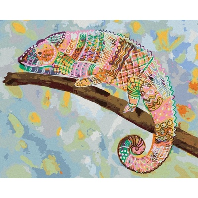 zuty Malování Podle Čísel Pestrý Chameleon 40 x 50 Cm Plátno Rám