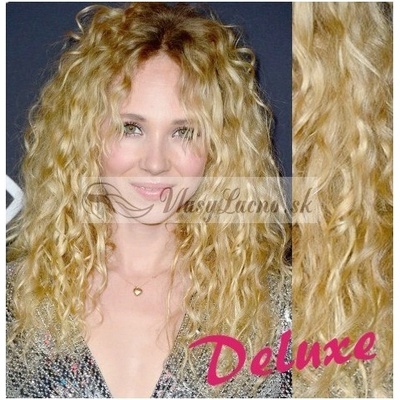 DELUXE najsvetlejšie blond Clip in vlasy kučeravé 50-53 cm