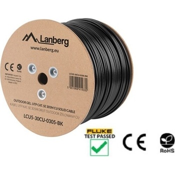 Lanberg Кабел Lanberg LAN cable CAT. 5e utp 305m solid outdoor gel-filled cu black fluke passed (LCU5-30CU-0305-BK)