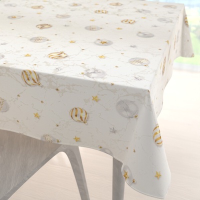Biante vianočný štvorcový obrus Parma PM-138 Strieborno-zlaté vianočné banky na strieborno-krémovom 110x110 cm
